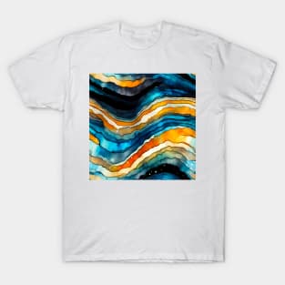 Alcohol ink waves pattern T-Shirt